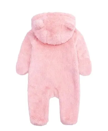 Newborn Baby Romper Fleece Onesie Jumpsuit Toddler Warm Hooded Outwear Outfits for Infant - 2