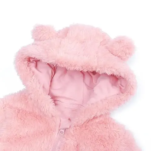 Newborn Baby Romper Fleece Onesie Jumpsuit Toddler Warm Hooded Outwear Outfits for Infant - 4