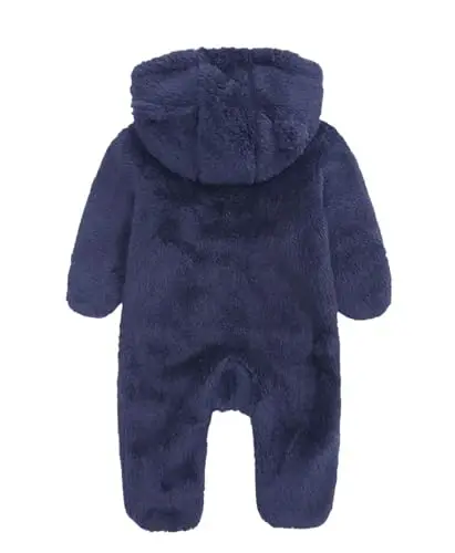 Newborn Baby Romper Fleece Onesie Jumpsuit Toddler Warm Hooded Outwear Outfits for Infant - OHRWURM (1)