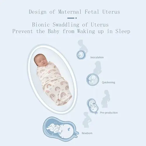 insular Baby Swaddle Wrap, Swaddle Blanket for Newborn and Infant, Adjustable Velcro Swaddling Set for Boy and Girl, Soft Cotton Baby Sleep Sack 3 Pack, Beige Swan, Medium(3-6 Month) - 2