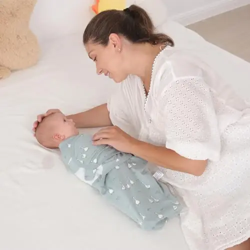 insular Baby Swaddle Wrap, Swaddle Blanket for Newborn and Infant, Adjustable Velcro Swaddling Set for Boy and Girl, Soft Cotton Baby Sleep Sack 3 Pack, Beige Swan, Medium(3-6 Month) - 6