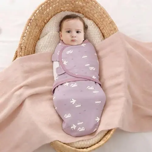 insular Baby Swaddle Sacks, Swaddle Blanket for Newborn and Infant, Adjustable Velcro Set for Boy and Girl, Soft Cotton Baby Sleep Sack 3 Pack (Seagull, Medium(3-6M)) - 2