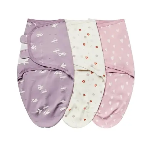 insular Baby Swaddle Sacks, Swaddle Blanket for Newborn and Infant, Adjustable Velcro Set for Boy and Girl, Soft Cotton Baby Sleep Sack 3 Pack (Seagull, Medium(3-6M)) - 3