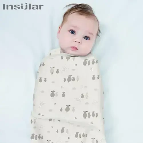 insular Baby Swaddle Wrap, Swaddle Blanket for Newborn and Infant, Adjustable Velcro Swaddling Set for Boy and Girl, Soft Cotton Baby Sleep Sack 3 Pack, Beige Sheep, Small(0-3M) - 6