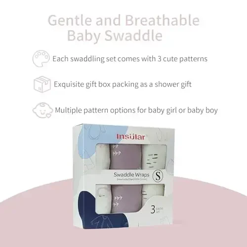 insular Baby Swaddle Wrap, Swaddle Blanket for Newborn and Infant, Adjustable Velcro Swaddling Set for Boy and Girl, Soft Cotton Baby Sleep Sack 3 Pack, Beige Swan, Small(0-3 Month) - 3