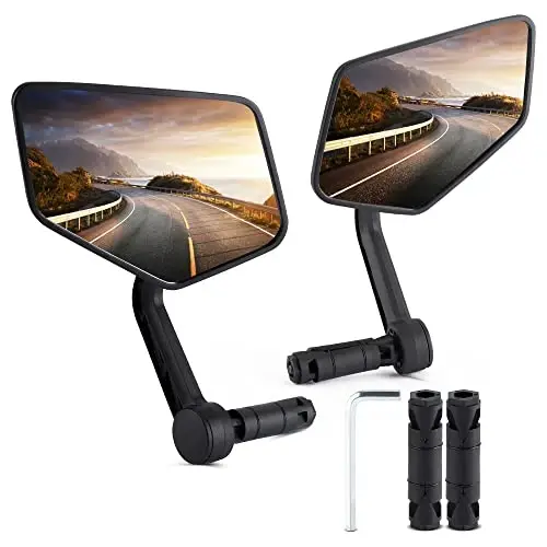 New Bar End Bike Mirror, APLSTOW HD Automotive Grade Glass Lens E-Bike Mirrors, Scratch Resistant, Safe Bicycle Rearview Mirrors (a pair-B) - APLSTOW