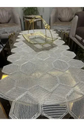 Yeni Lüks Runner Salon Oda Sehpa Masa Örtü Takımı Fransız Güpürlü Çeyizlik Set Kapiçino 5 Parça-KAPİÇİNO - Modazone (1)