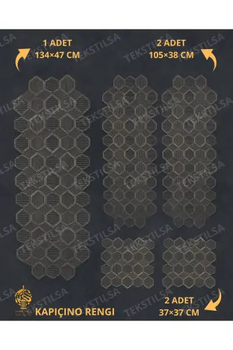 Yeni Lüks Runner Salon Oda Sehpa Masa Örtü Takımı Fransız Güpürlü Çeyizlik Set Kapiçino 5 Parça-KAPİÇİNO - 7