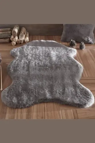 Seria Halı Urunu Olan Post Halı Peluş Kürk Halı 60x100 80x130 80x150 100x150 120x180 Cm-Antrasit 