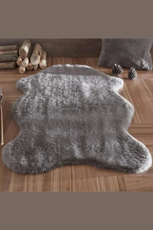 Seria Halı Urunu Olan Post Halı Peluş Kürk Halı 60x100 80x130 80x150 100x150 120x180 Cm-Antrasit - SARAR