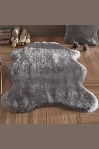 Seria Halı Urunu Olan Post Halı Peluş Kürk Halı 60x100 80x130 80x150 100x150 120x180 Cm-Antrasit - 1