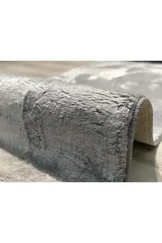 Seria Halı Urunu Olan Post Halı Peluş Kürk Halı 60x100 80x130 80x150 100x150 120x180 Cm-Antrasit - 5
