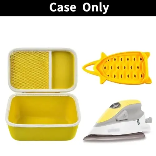 Case Compatible with Newbealer/for Sunbeam Hot-2-Trot/for Oliso M3Pro M2 Mini Travel Iron for Sewing, Carrying Holder for Small Craft Quilting Irons with Steam& Silicone Rest (Box Only)- Yellow - 2
