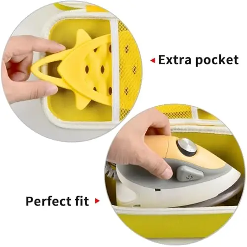 Case Compatible with Newbealer/for Sunbeam Hot-2-Trot/for Oliso M3Pro M2 Mini Travel Iron for Sewing, Carrying Holder for Small Craft Quilting Irons with Steam& Silicone Rest (Box Only)- Yellow - 3