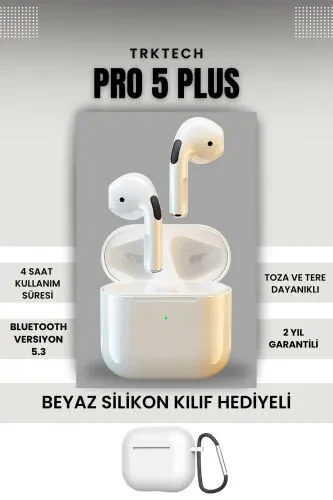 Kılıf Hediyeli Pro 5 Plus Premium A Kalite Bluetooth Sürüm 5.3 Bluetooth Kulaklık - TRKTECH