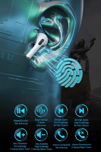 Kılıf Hediyeli Pro 5 Plus Premium A Kalite Bluetooth Sürüm 5.3 Bluetooth Kulaklık-Parlak Beyaz - 5