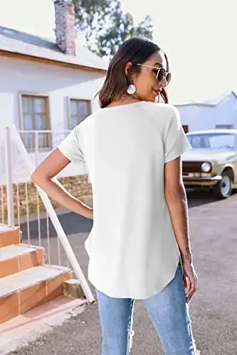 Newchoice Women's Casual Batwing Long Sleeve T Shirt Round Neck Basic Loose Tunic Tops - 6