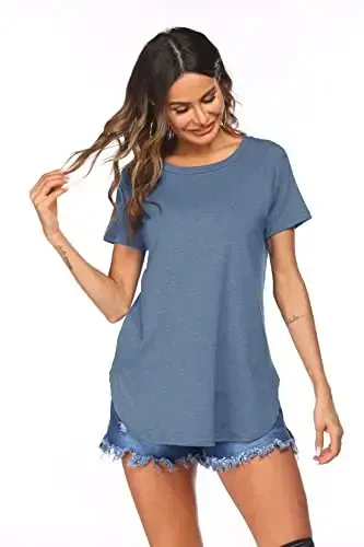 Newchoice Women's Casual Batwing Long Sleeve T Shirt Round Neck Basic Loose Tunic Tops - NEWCHOICE (1)