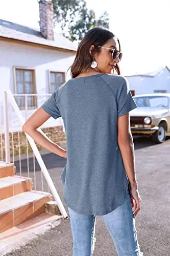 Newchoice Women's Casual Batwing Long Sleeve T Shirt Round Neck Basic Loose Tunic Tops - 5