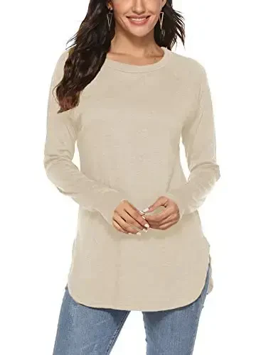 Newchoice Women's Casual Batwing Long Sleeve T Shirt Round Neck Basic Loose Tunic Tops - 1