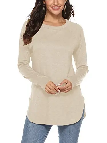 Newchoice Women's Casual Batwing Long Sleeve T Shirt Round Neck Basic Loose Tunic Tops - 1