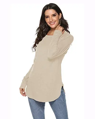 Newchoice Women's Casual Batwing Long Sleeve T Shirt Round Neck Basic Loose Tunic Tops - 3