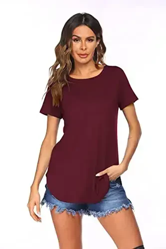 Newchoice Women's Casual Batwing Long Sleeve T Shirt Round Neck Basic Loose Tunic Tops - 3