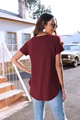 Newchoice Women's Casual Batwing Long Sleeve T Shirt Round Neck Basic Loose Tunic Tops - 5