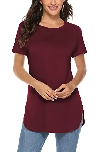 Newchoice Women's Casual Batwing Long Sleeve T Shirt Round Neck Basic Loose Tunic Tops - 1