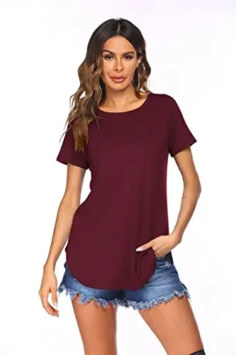 Newchoice Women's Casual Batwing Long Sleeve T Shirt Round Neck Basic Loose Tunic Tops - 3