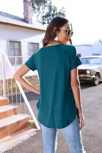 Newchoice Women's Casual Batwing Long Sleeve T Shirt Round Neck Basic Loose Tunic Tops - 5