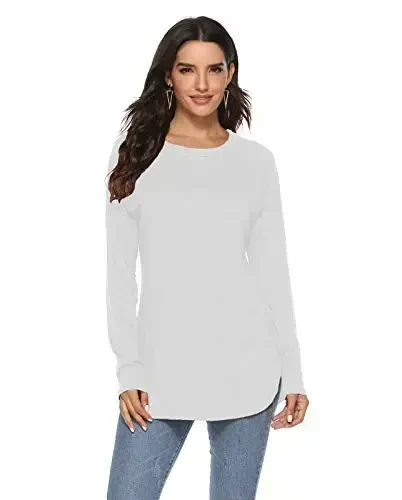 Newchoice Women's Casual Batwing Long Sleeve T Shirt Round Neck Basic Loose Tunic Tops - NEWCHOICE (1)