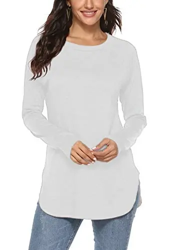 Newchoice Women's Casual Batwing Long Sleeve T Shirt Round Neck Basic Loose Tunic Tops - 1