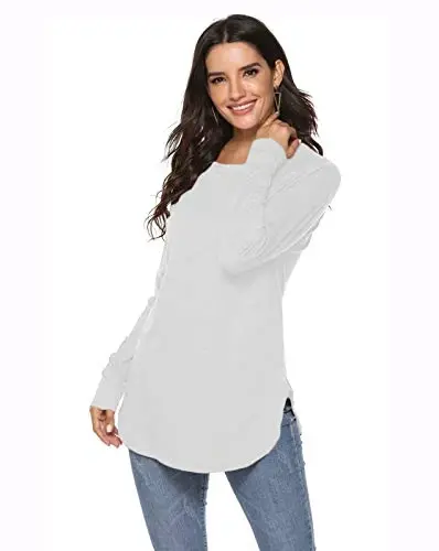 Newchoice Women's Casual Batwing Long Sleeve T Shirt Round Neck Basic Loose Tunic Tops - 4