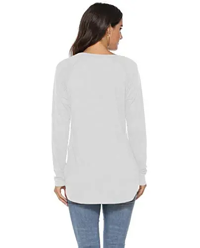 Newchoice Women's Casual Batwing Long Sleeve T Shirt Round Neck Basic Loose Tunic Tops - 5