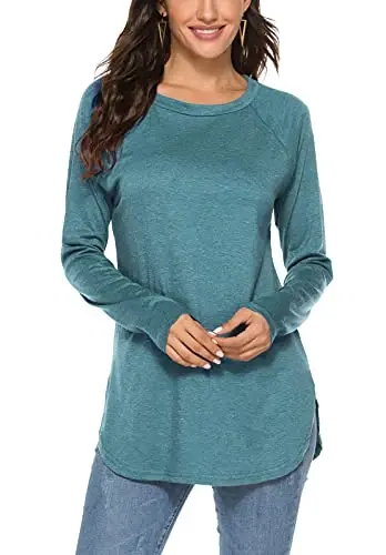 Newchoice Women's Casual Batwing Long Sleeve T Shirt Round Neck Basic Loose Tunic Tops - 1