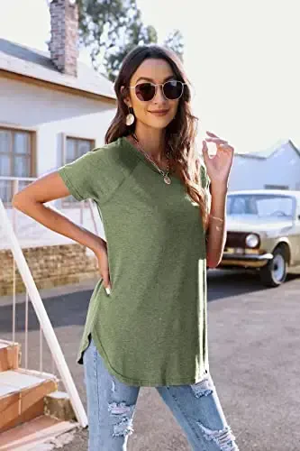 Newchoice Women's Casual Batwing Long Sleeve T Shirt Round Neck Basic Loose Tunic Tops - NEWCHOICE (1)