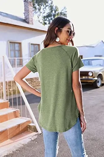 Newchoice Women's Casual Batwing Long Sleeve T Shirt Round Neck Basic Loose Tunic Tops - 3