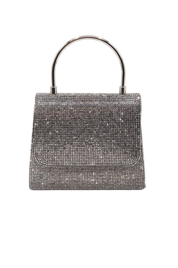 Kadın Platin Taşlı Abiye Çanta. Clutch Gece Çantası. Davet Çantası. Vr415 - 7