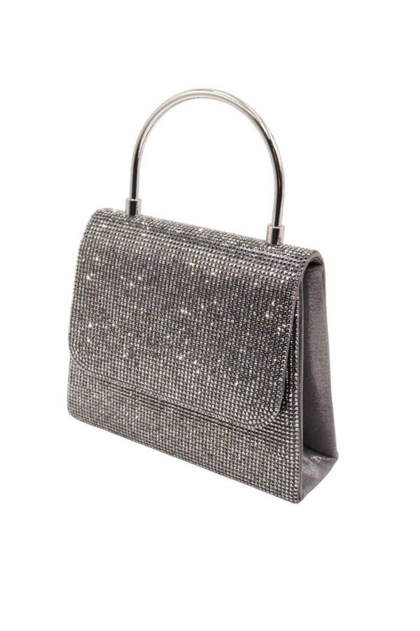 Kadın Platin Taşlı Abiye Çanta. Clutch Gece Çantası. Davet Çantası. Vr415 - 8
