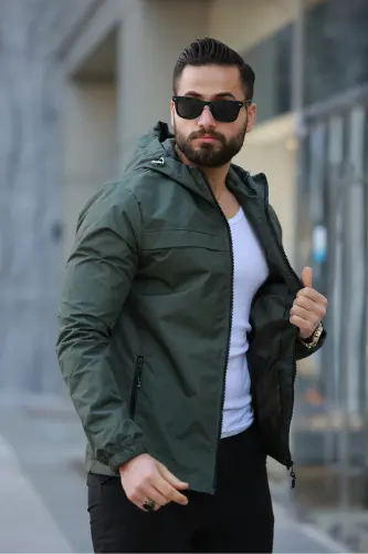 YENİ SEZON ERKEK SU & RÜZGAR GEÇİRMEZ YAĞMURLUK MEVSİMLİK CEKET - Haki - S&M CLOTHİNG (1)