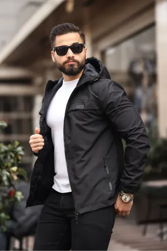 YENİ SEZON ERKEK SU & RÜZGAR GEÇİRMEZ YAĞMURLUK MEVSİMLİK CEKET - SİYAH - S&M CLOTHİNG (1)