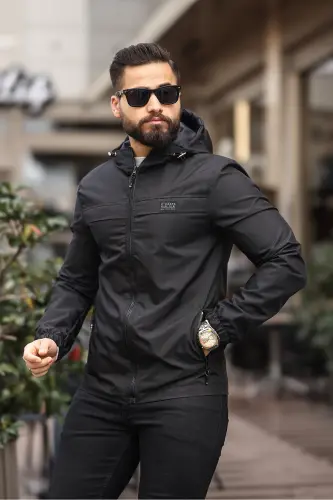 YENİ SEZON ERKEK SU & RÜZGAR GEÇİRMEZ YAĞMURLUK MEVSİMLİK CEKET - SİYAH - 1