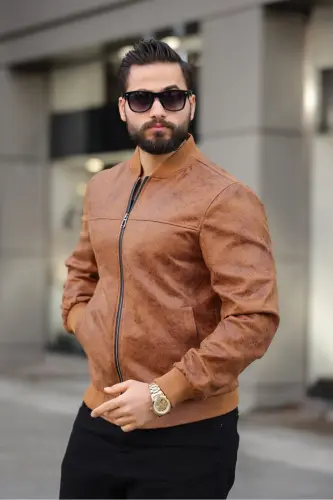 Yeni Sezon Vintage Napa Deri Kolej Ceket-taba napa - 4