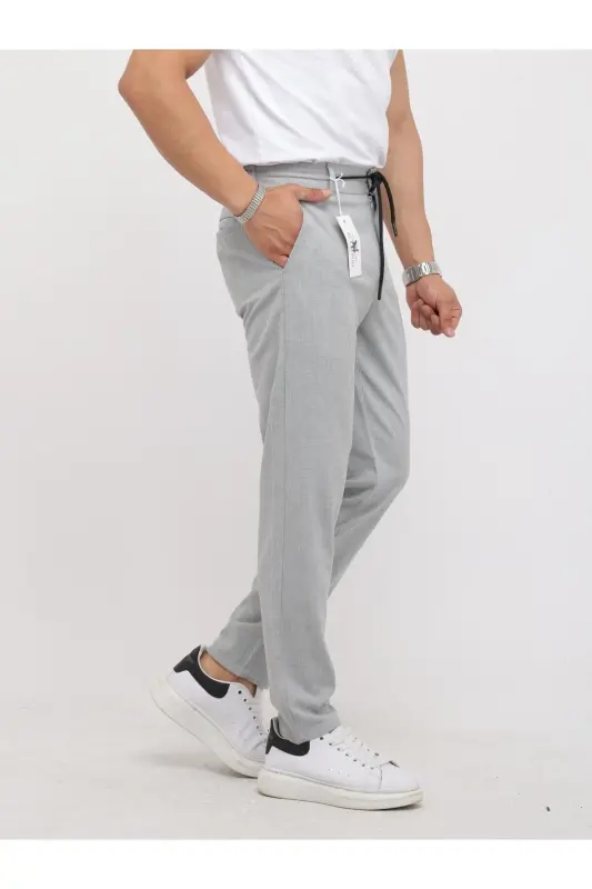 YENİ SEZON YARIM LASTİK JOGGER PANTOLON-GRİ - 2