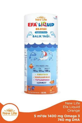 Efa Liquid Orange Balık Yağı 150 ml - 1400mg Omega 3 - 740mg DHA - 425mg EPA - Modazone