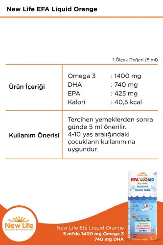 Efa Liquid Orange Balık Yağı 150 ml - 1400mg Omega 3 - 740mg DHA - 425mg EPA - Modazone (1)