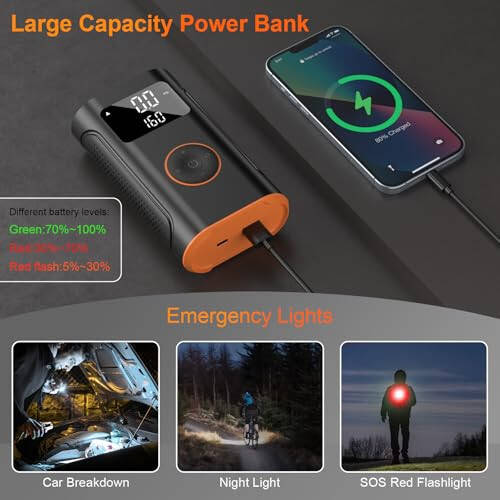 (New Upgrade) ZSX Tire Inflator Portable Air Compressor-160 PSI Air Pump with Memory Function, Electric Bike Pump with Tire Pressure Gauge, Tire Inflator for Car, Gifts for Men Husband Father - 3