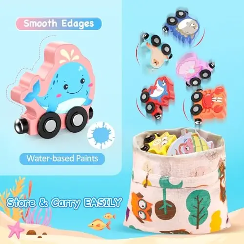 Zeoddler Toys for Toddlers, 11 Magnetic Wooden Sea Animals Train Set, Montessori Toys for Toddlers, Educational Activities for Kids, Birthday Gifts for Boys, Girls - 5