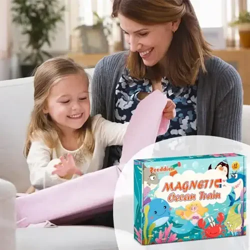 Zeoddler Toys for Toddlers, 11 Magnetic Wooden Sea Animals Train Set, Montessori Toys for Toddlers, Educational Activities for Kids, Birthday Gifts for Boys, Girls - 7